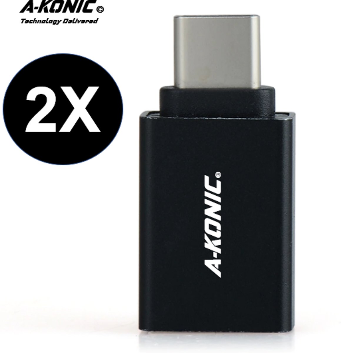 A-Konic© set van 2 USB-C naar USB-A adapter OTG Converter USB 3.0 | USB C to USB HUB | geschikt voor Apple MacBook / iMac / Ultrabook / Surface Book 2